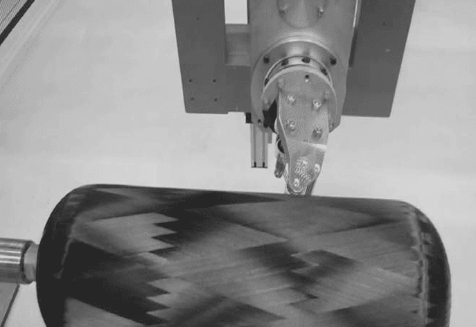 Filament winding machine in operation